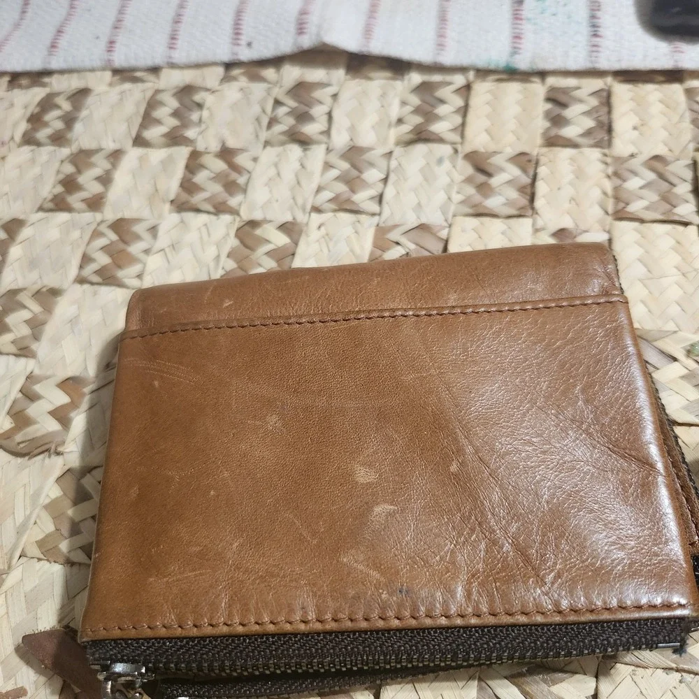 Vintage Bellcoaptain Genuine Leather Bifold Wallet Brown Zip Around Organizer...